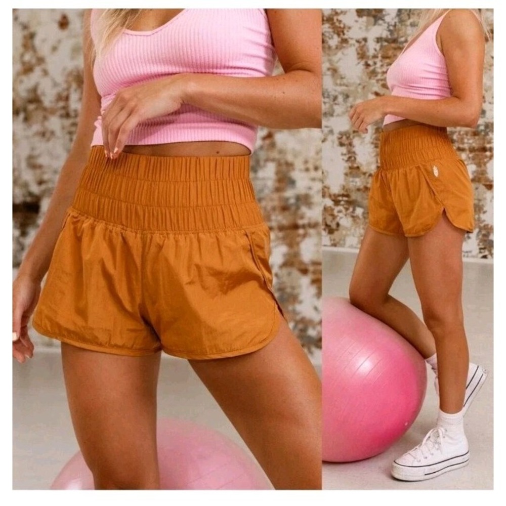 Free People Movement The Way Home Orange Shorts Size XL High-Rise Pull-on